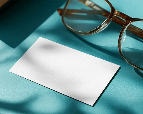 Premium Textured Business Card Mockup With Eye Glasses Shadow Effect For Branding