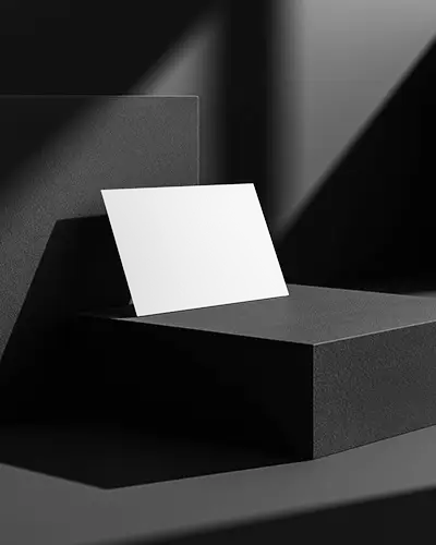 Minimal Black Podium Horizontal Business Card Mockup With Sharp Light And Modern Shadows