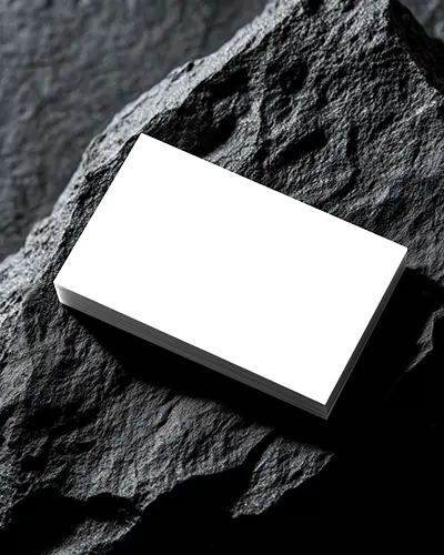 Stone Texture Surface Stacked Horizontal Business Card Mockup With Minimal Dark Modern Style