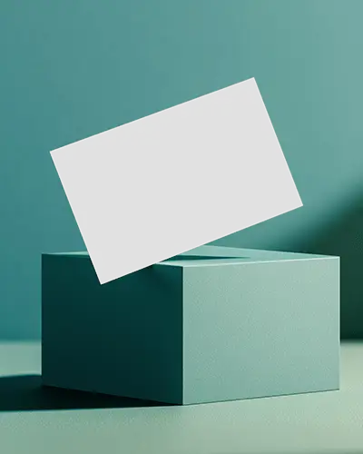 Minimal Teal Block Horizontal Business Card Mockup Floating Card On Clean Modern Background