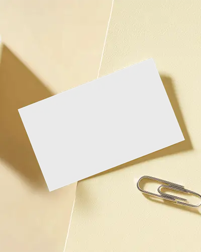 Soft Pastel Surface Business Card Mockup With Paperclip And Light Shadows Minimal Style