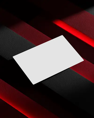 Bold Red And Black Stripes Horizontal Business Card Mockup Dramatic Lighting Modern Layout