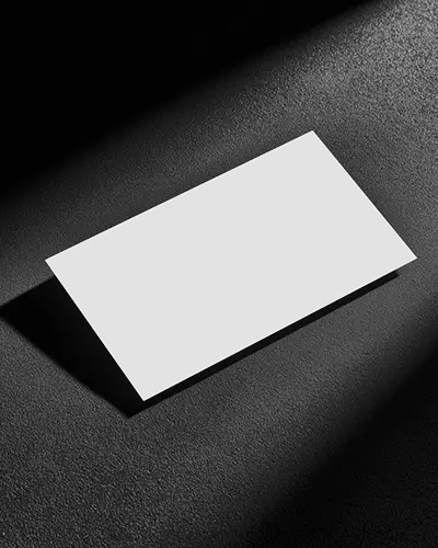 Dramatic Shadow Business Card Mockup On Dark Textured Surface Elegant Minimal Layout