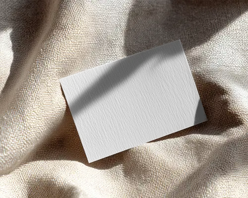 Premium Paper Texture Business Card Mockup With Natural Light On Textile Background