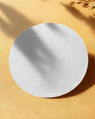 Circal Business Card Mockup On Textured Backdrop For Creative Branding Presentations