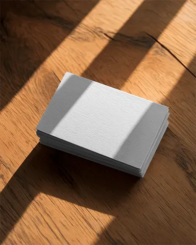 Stylish Elegant Business Card Mockup Placed On Wood Background With Soft Natural Shading