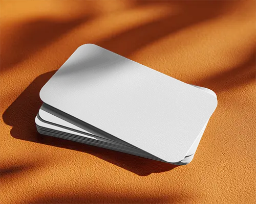 Business Card Stack Mockup With Soft Shadow Effect On Textured Surface