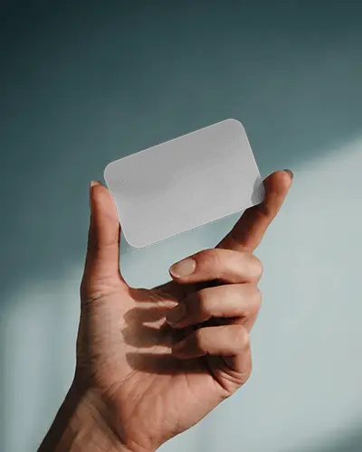 Hand Display Business Card Mockup Closeup Human Hand In Natural Light Studio