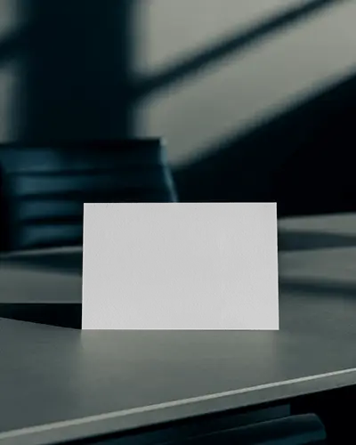 Office Desk Business Card Mockup Modern Corporate Setting With Subtle Shadows