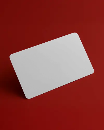 Tilted Business Card Mockup On Red Background With Clean Rounded Corners Design