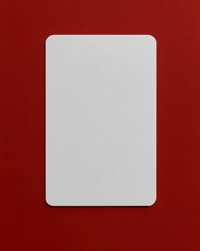 Vertical Tilted Business Card Mockup On Red Background With Clean Rounded Corners Design
