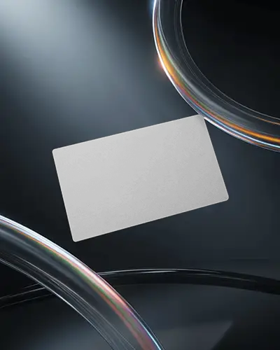 Spotlight Floating Business Card Mockup With Metallic Rings And Dark Background