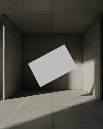Concrete Room Floating Business Card Mockup Minimal Industrial Architectural