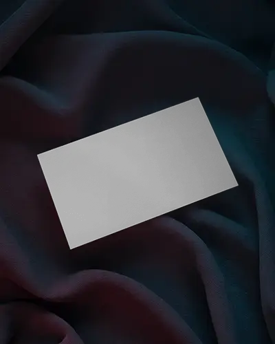 Fabric Surface Business Card Mockup With Soft Folds And Colorful Light Shadows