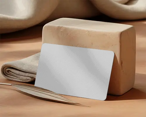 Modern Business Card Mockup With Rounded Corners And Minimalist Natural Texture Background