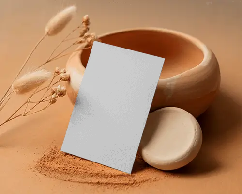 Minimalistic Natural Elements Business Card Mockup With Dried Floral Artistically Arranged