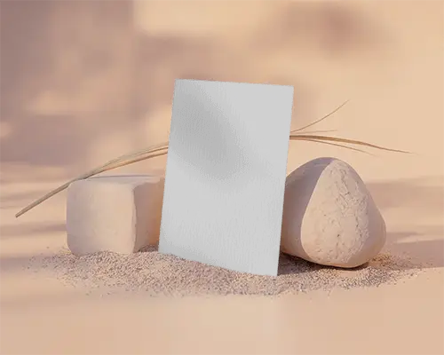 Elegant Minimalist Business Card Mockup With Natural Stone And Sand Background