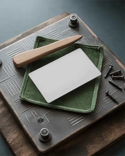 Minimalist Clean Business Card Mockup On Unique Surface Ready For Logo And Contact Information