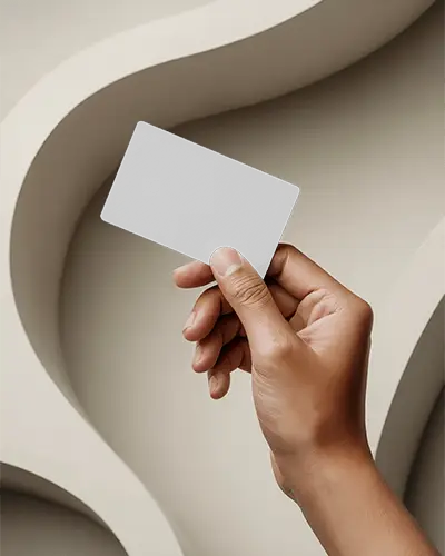 Curved Architectural Background Business Card Mockup Hand Holding Modern Minimal