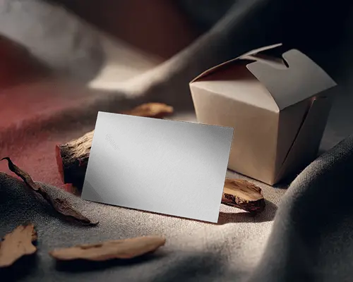 Kraft Box Business Card Mockup With Moody Warm Lighting And Natural Wood Texture