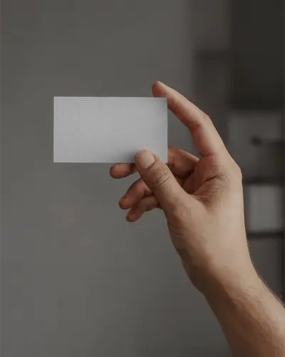 Neutral Background Handheld Business Card Mockup With Clean Editorial Light