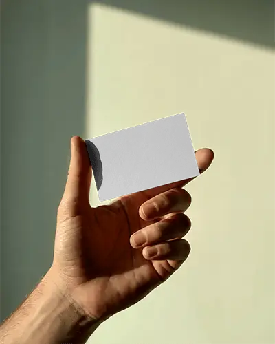 Sunlit Handheld Business Card Mockup With Soft Shadows And Minimal Aesthetic