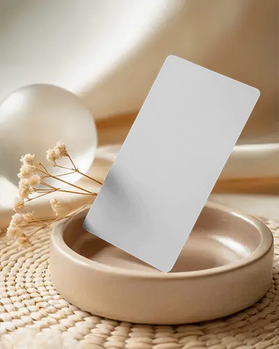 Ceramic Bowl Business Card Mockup With Minimal Dried Florals And Soft Glow