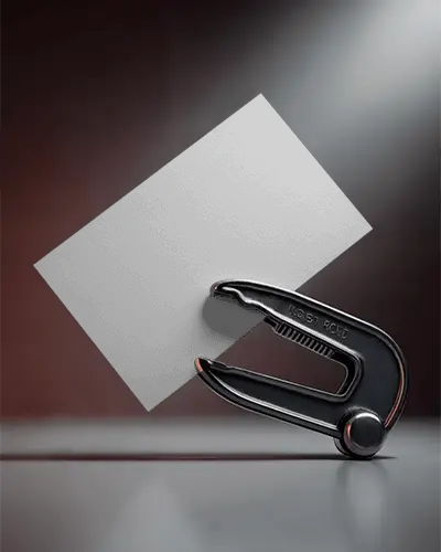 Professional Business Card Mockup With Metal Clip And Subtle Gradient Background