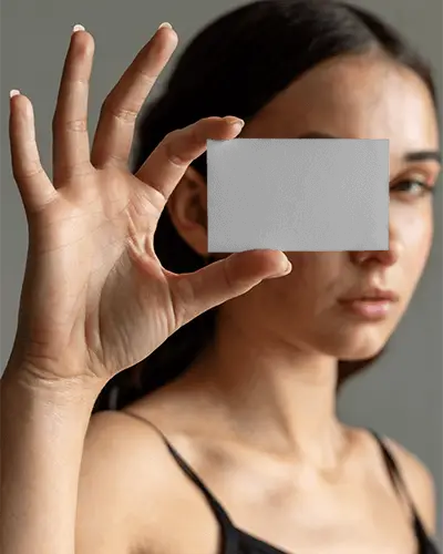 Close Up Holding Blank Business Card Mockup For Branding And Marketing Purposes