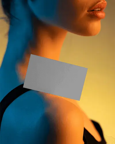 Minimalistic Business Card Mockup Display On Shoulder For Professional Brand Presentation