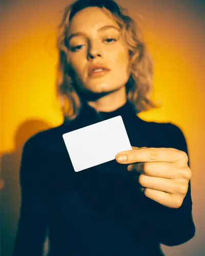 Closeup Business Card Mockup In Hand Ideal For Personalized Branding Presentation