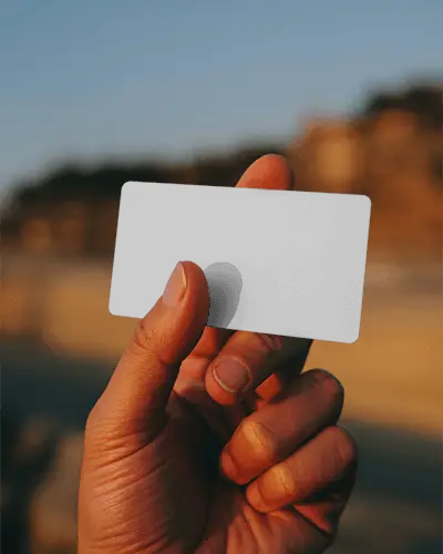 Professional Hand Held Blank Business Card Mockup For Custom Logo Design Showcase