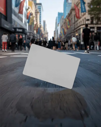 Modern Floating Business Card Mockup With City Background Urban Street Style Presentation