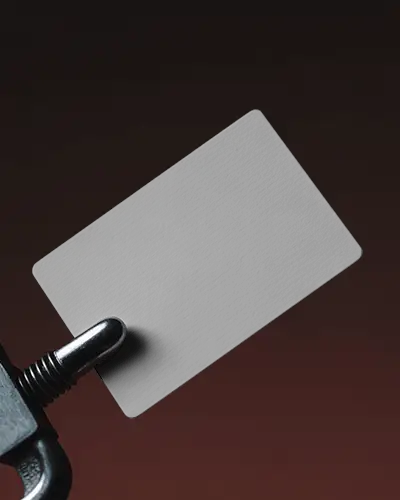 Business Card Mockup In Metal Clip On Dark Gradient Background Luxury Brand Display
