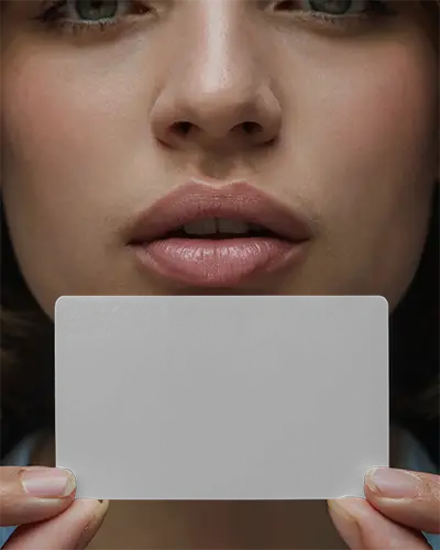 Professional Business Card Mockup Close Up Person Holding Blank Card Vertical Display