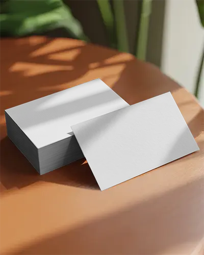 Blank Modern Business Card Mockup Layout In Elegant Flat Lay With Subtle Shadow Effect