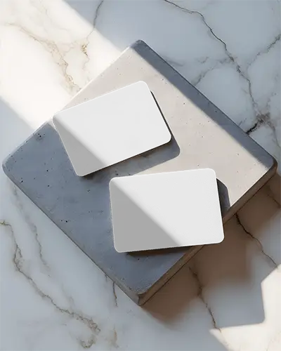 Top View Of Business Cards Mockup Showcasing Premium Corporate Identity Material