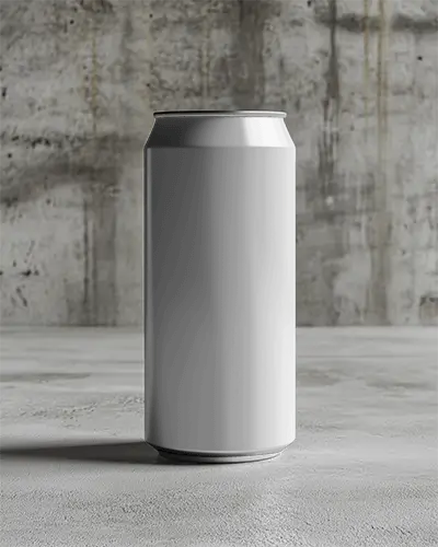 Tall Can Mockup On Concrete Surface With Rugged Wall Backdrop And Mountain Themed Nature Design