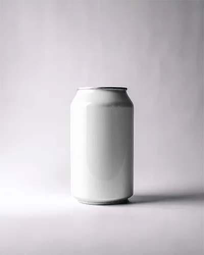 Standing Can Mockup Isolated In Studio With Faded Background And Subtle Soft Box Light Fall