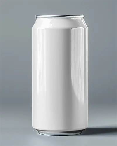 Vertical Can Mockup Closeup With Glossy Metal Body And Diffused Light In Studio Blue Scene