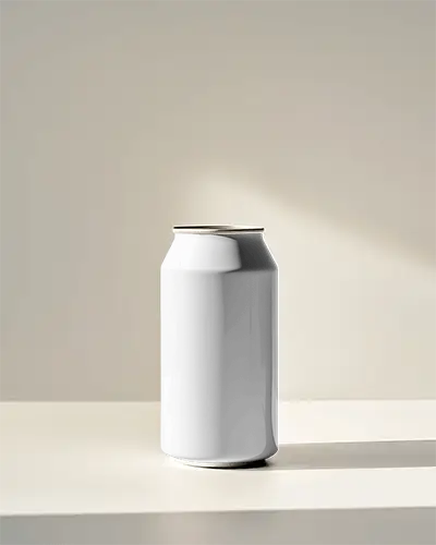 Standing Can Mockup On Matte Surface With Soft Beam Of Light Hitting From Upper Side Corner