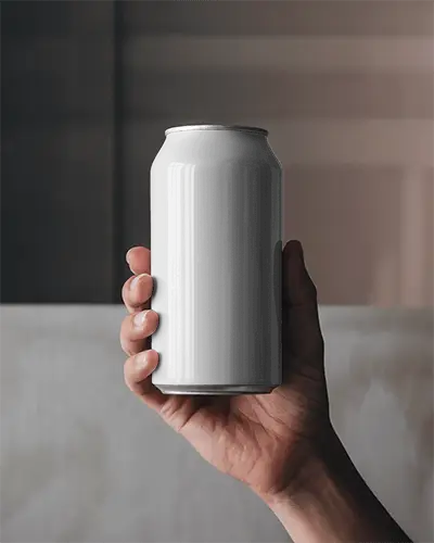 Matte Finish Can Mockup Held Upright Against Subtle Backdrop And Diffused Evening Light