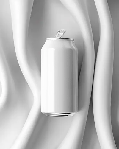 Luxury Backdrop Can Mockup On Satin Fabric Display With Glossy Light Strokes And Open Tab