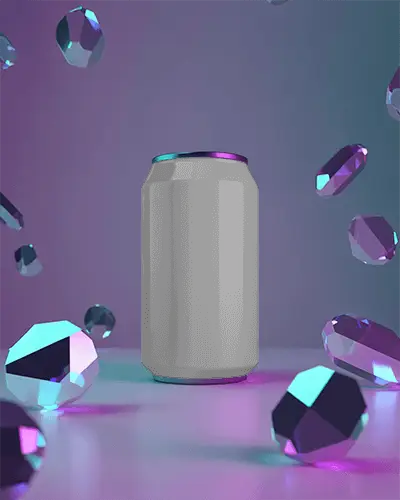 sleek-cylindrical-can-mockup-surrounded-by-floating-glowing-crystals-for-product-presentation