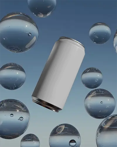 realistic-floating-can-mockup-surrounded-by-reflective-liquid-droplets-in-blue-background
