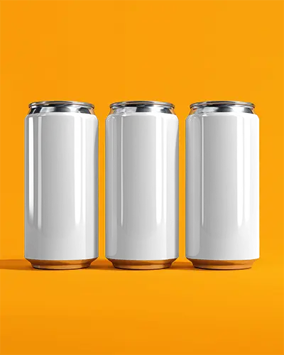 Three Set Realistic Aluminum Can Mockup For Beverage Branding And Packaging Presentation
