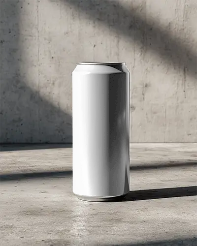 Vertical Aluminum Can Mockup Showcasing Realistic Shadow And Light Effects Background