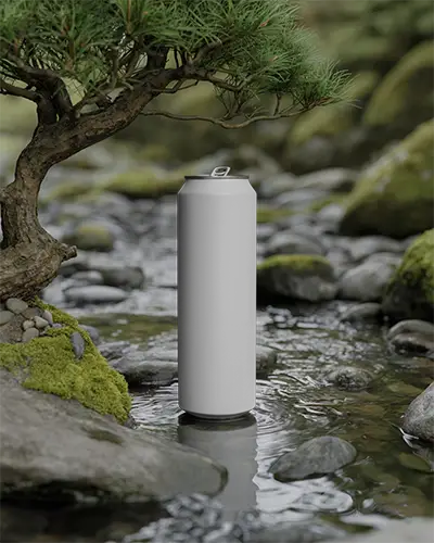 tall-aluminum-can-mockup-on-rocky-stream-setting-for-drink-branding-display