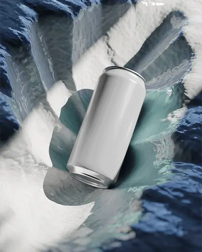 Realistic Cylindrical Can Mockup With Reflective Finish On Artistic Textured Surface