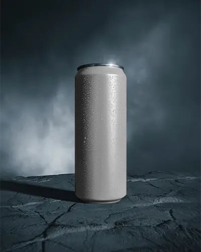 Realistic Moist Beverage Can Mockup Standing On Textured Surface For Product